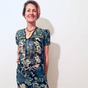 Vintage Floral Indian Gauze Shift dress